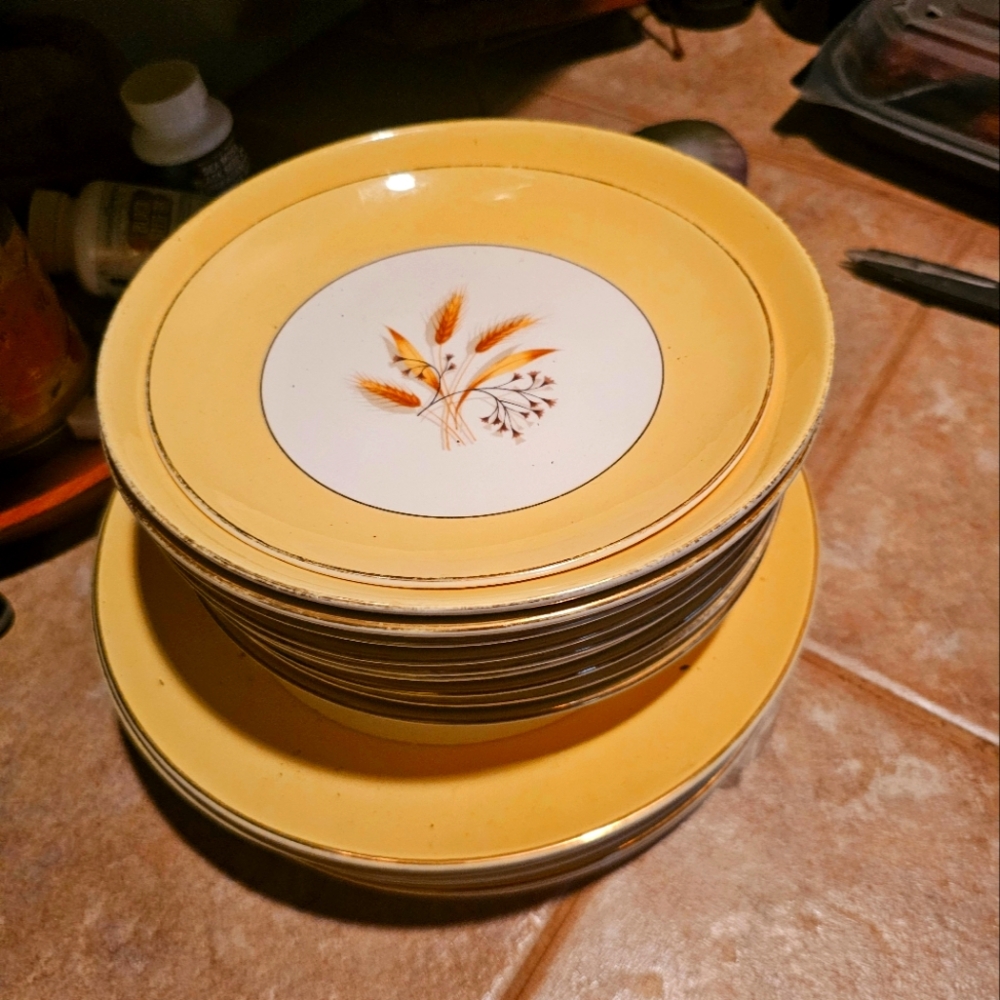 Vintage China, "Autumn Gold" plates and bowls